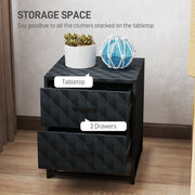 Set of 2 Black Bedside Tables with Drawers and Steel Legs for Bedroom or Living Room by HOMCOM