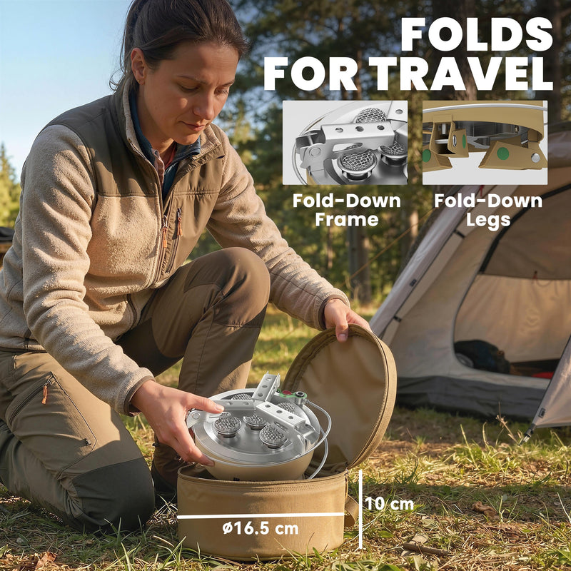 Camping Gas Stove for Fast Outdoor Cooking and Boiling Water Portable Khaki AOSOM