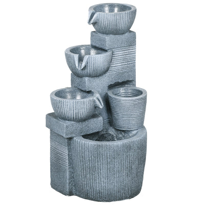 Solar Powered Outdoor Water Fountain Dark Grey by Outsunny