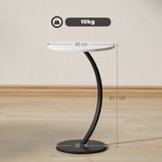 C Shaped Side Table with Marble Effect Top for Sofa or Bedside Use, White