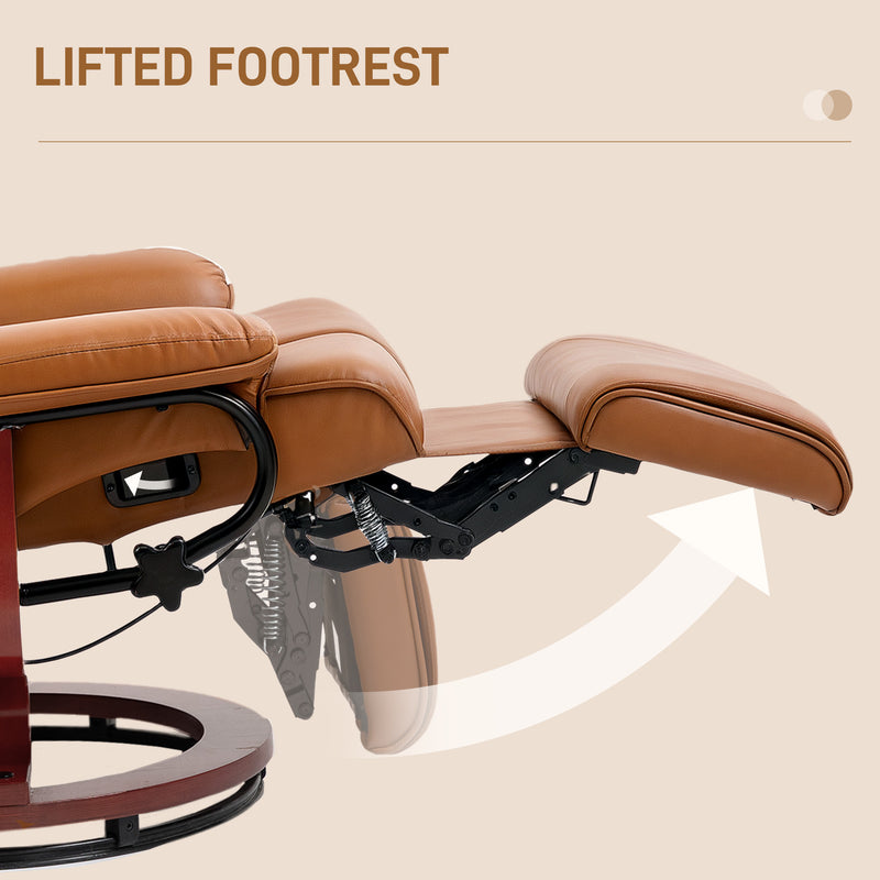 Brown Faux Leather Executive Recliner Chair with Padded Armrests For Home or Office by HOMCOM