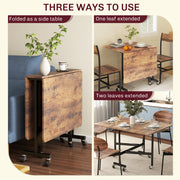 6 Seater Drop Leaf Dining Table with Wheels by HOMCOM