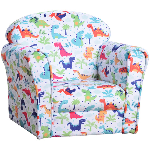 Kids Flannel Armchair with Dinosaur Print Ideal for Playroom or Bedroom, Green
