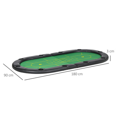 10 Player Foldable Poker Table Top With Cup Holders And Carry Bag For Game Nights Green AOSOM