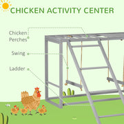Wooden Chicken Coop with Swing Set for 3 to 4 Hens Promotes Activity and Comfort, Grey