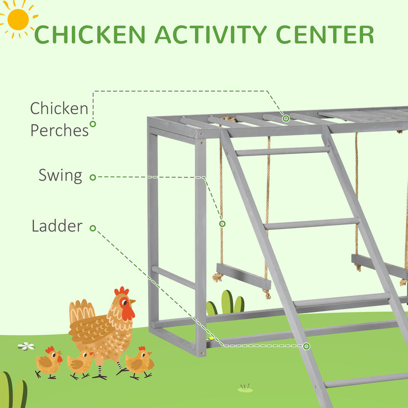 Wooden Chicken Coop with Swing Set for 3 to 4 Hens Promotes Activity and Comfort, Grey