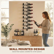 Wall Mounted Wine Rack for 8 Bottles Space Saving Steel Storage Black AOSOM