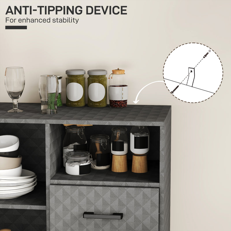 Grey Freestanding Sideboard with Adjustable Shelf Drawers and Open Storage Compartment by HOMCOM