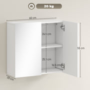 Wall Mounted Double Door Bathroom Cabinet With Mirror And Storage Shelves, White AOSOM