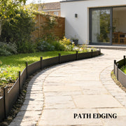 Metal Garden Border Fence Easy Fit Flexible Panels for Neat Flowerbeds and Paths Black AOSOM
