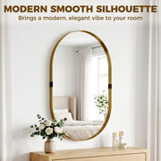 Wall Mirror with Deep Frame for Brightening Hallways or Living Rooms Gold Homcom