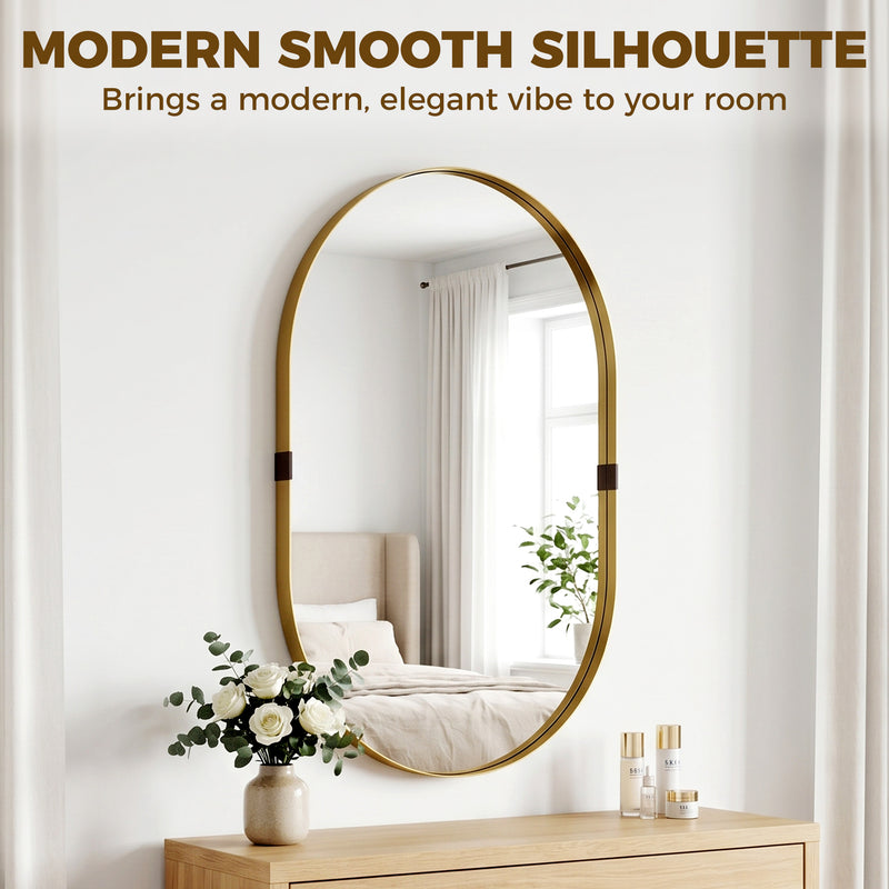 Wall Mirror with Deep Frame for Brightening Hallways or Living Rooms Gold Homcom