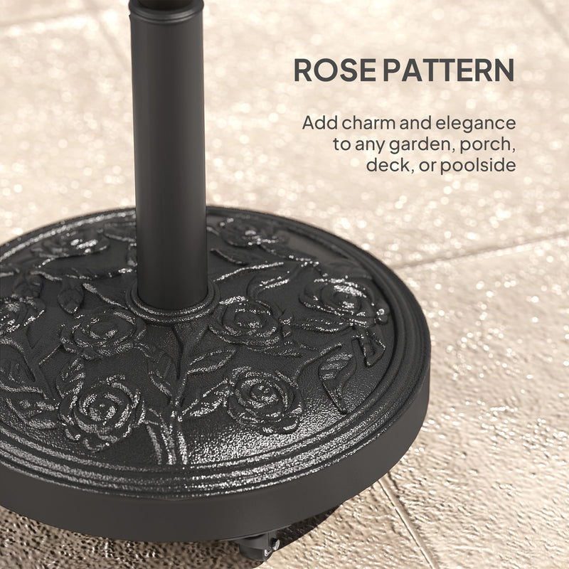 21kg Parasol Base with Wheels for Secure Garden Umbrella Support and Easy Movement Black Outsunny