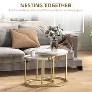 Marble Effect Nesting Tables Gold and White Space Saving Design by HOMCOM