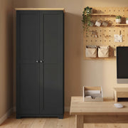 Tall Kitchen Storage Cabinet with 4 Shelves for Organised Worktops and Concealed Storage Black 80 x 48 x 172 cm Homcom