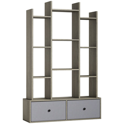 12 Shelf Storage Unit With Drawers For Home Office Or Bedroom Organisation Graphite AOSOM