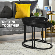 Set of 2 Marble Effect Nesting Tables Black and White Space Saving Design by HOMCOM