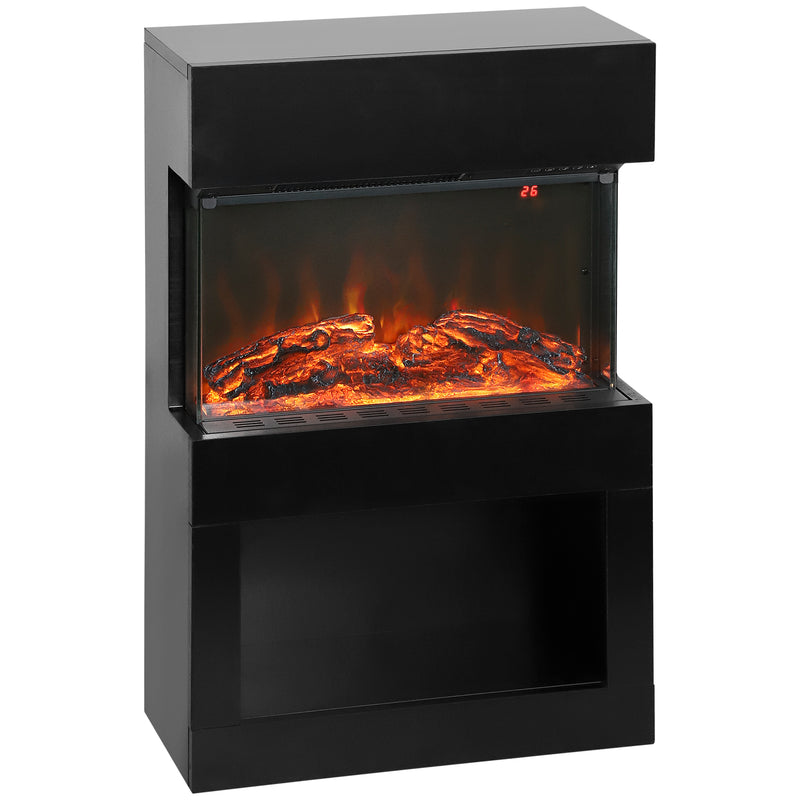 Electric Fireplace with 3D Flame Display Remote Timer and 3 Sided View for Living Room Black
