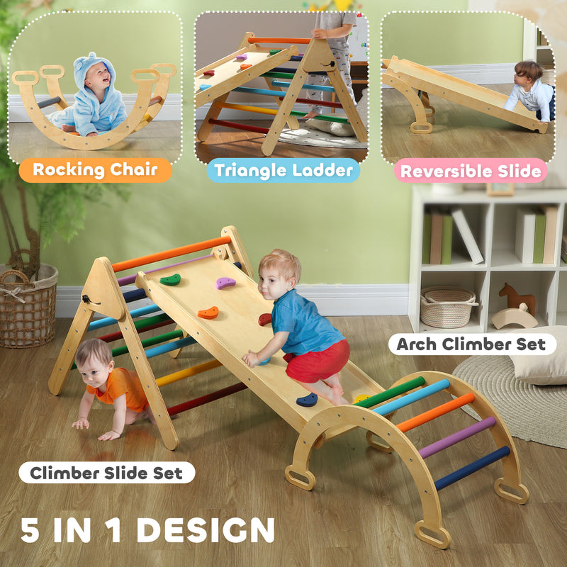5 in 1 Toddler Climbing Frame with Ramp and Arch for 18 - 48 Months Multicoloured by Aiyaplay