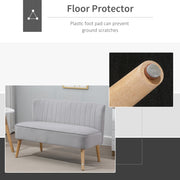 2 Seater Sofa, Modern Light Grey Velvet 2 Seater Sofa with Wooden Frame and Foam Padding for Small Spaces