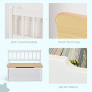 Wooden Toy Storage Bench with Safety Lid Doubles as Seat and Organiser, White