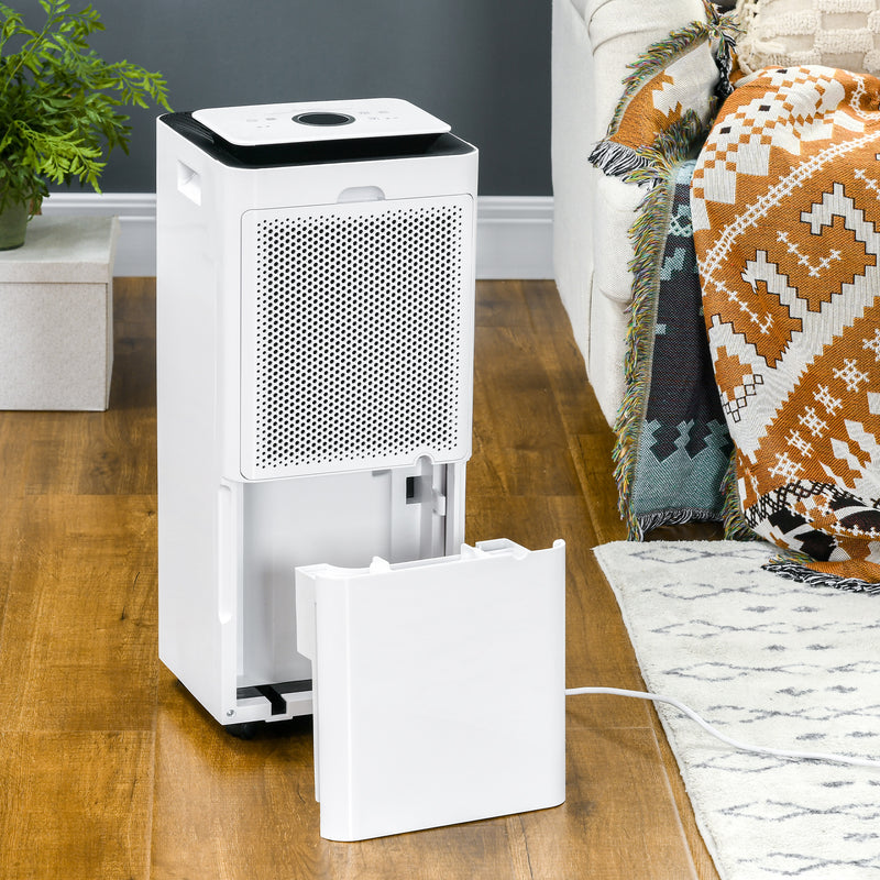 Portable 16L Dehumidifier with Air Purifier and Timer for Home Laundry Use, White
