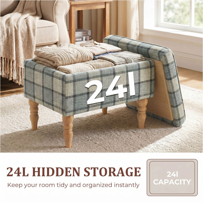 Storage Ottoman with Flip-Top Tray and Hidden Lounge Storage