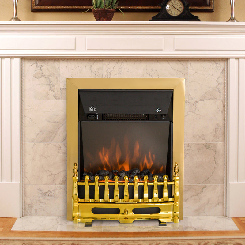 Electric Fireplace Heater with Realistic Coal Effect for Instant Living Room Warmth Golden