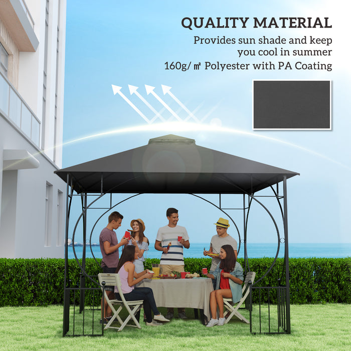 Black 3x3m Replacement Gazebo Canopy Double Tier Roof for Garden and Patio by Outsunny