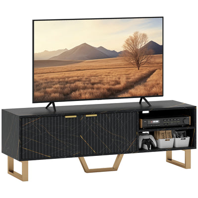 Black Marble Effect TV Stand for up to 70 Inch TVs With Shelves and Storage by HOMCOM