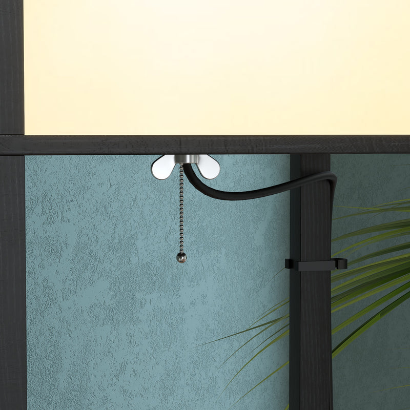 Modern Shelf Floor Lamp with Dual Ambient Lighting for Living Room or Bedroom, Black