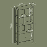 Large Wooden Bookcase with Doors and 4 Adjustable Shelves for Home Storage by Vasagle
