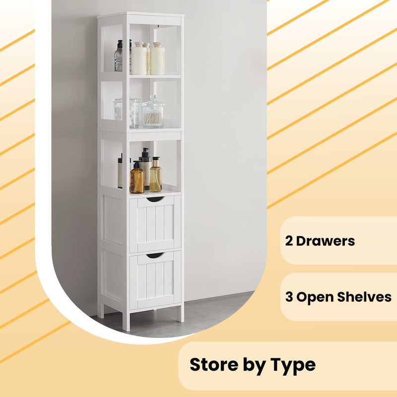 Freestanding Bathroom Floor Cabinet with 2 Drawers for Storage and Organisation by Vasagle