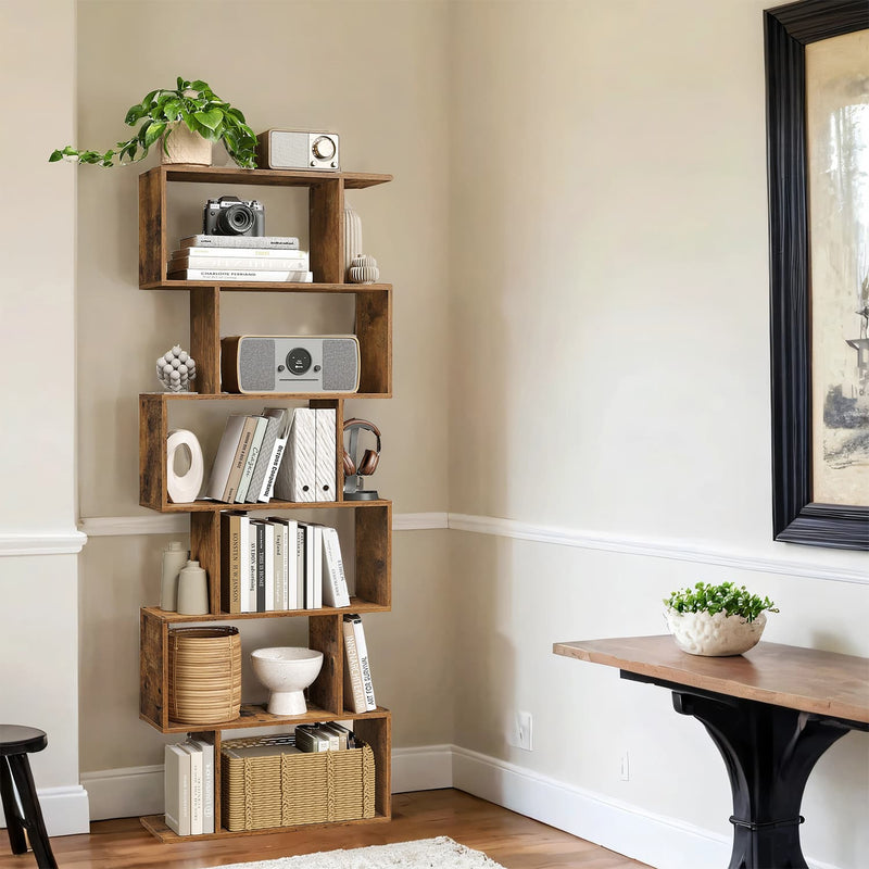 6 Tier Bookshelf and Room Divider Open Storage Bookcase for Living Room by Vasagle