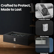 12 Slot Watch Box Organiser with Glass Lid and Removable Cushions for Display by Songmics