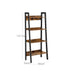 Image of a Vasagle 5 shelf ladder bookcase. This bookcase has a black steel frame with rustic brown shelve and a back panel to prevent items falling off.