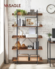 5 Tier Industrial Open Bookcase by Vasagle