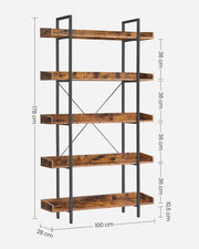 5 Tier Industrial Open Bookcase by Vasagle