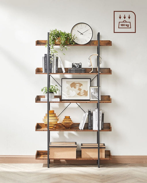 Image of a 5 Tier Industrial Open Bookcase by Vasagle Furniture.