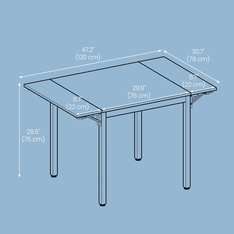 Foldable Drop Leaf Dining Table for Small Spaces Seats 2 to 4 People by Vasagle