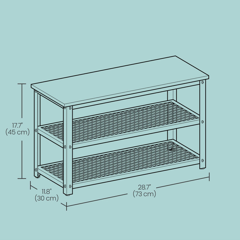 Wooden Shoe Bench with 2-Tier Storage Rack for Entryway and Hallway by Vasagle