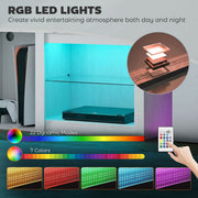 TV Unit with LED Lights and Flexible Storage for Organised Living Room Media White AOSOM