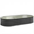 Galvanised Steel Garden Planter With Flexible Shape and Open Bottom for Healthy Plant Growth Dark Grey Outsunny