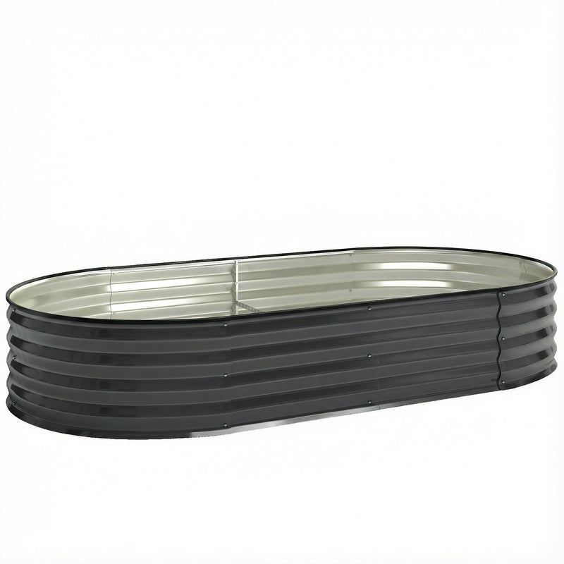 Galvanised Steel Garden Planter With Flexible Shape and Open Bottom for Healthy Plant Growth Dark Grey