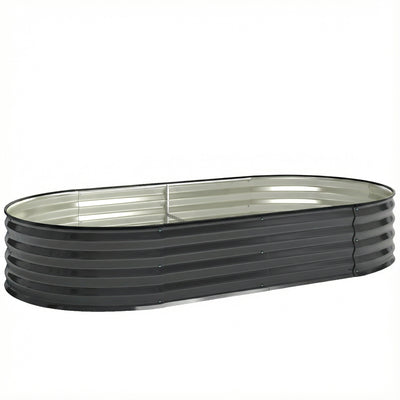 Galvanised Steel Garden Planter With Flexible Shape and Open Bottom for Healthy Plant Growth Dark Grey Outsunny