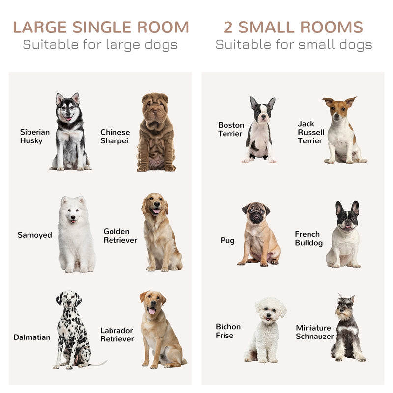 Wooden Dog Crate Furniture with Sliding Doors for Large and Small Dogs, Oak Tone