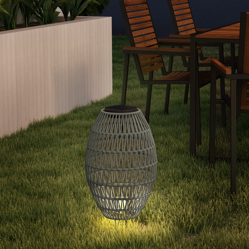 Grey Rattan Solar Garden Lantern IP44 Waterproof Auto On Off Light by Outsunny