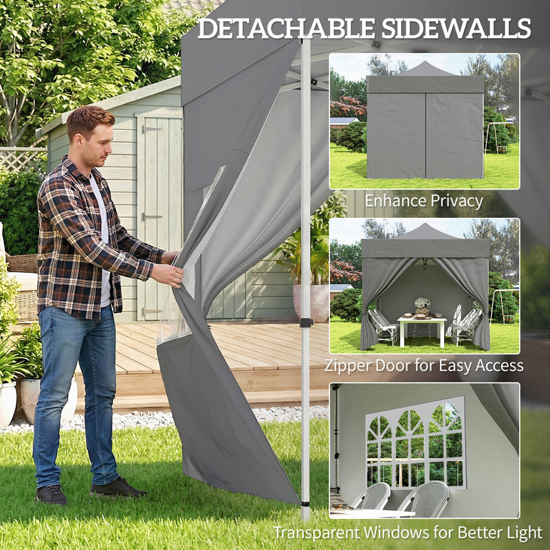 UPF50+ Pop Up Gazebo 3 x 3 m with Removable Sidewalls for Outdoor Parties and Events Outsunny