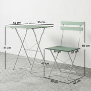 Foldable Garden Bistro Set for 2 with Acacia Wood Table and Chairs for Small Spaces Green White AOSOM