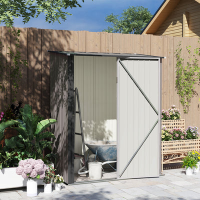 5x3 Corrugated Steel Garden Storage Shed Light Grey by Outsunny